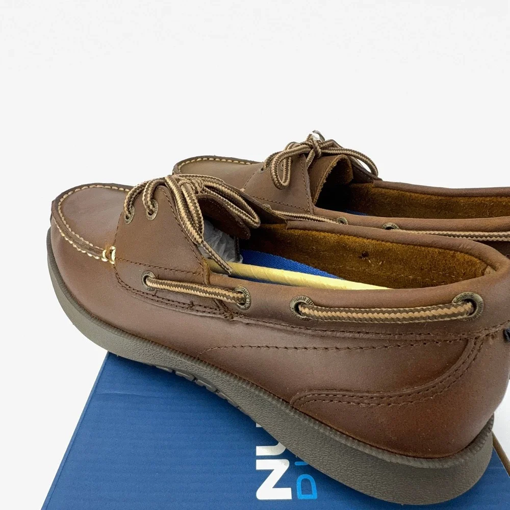 Nunn Bush Bayside Boat Brown Leather Shoes Memory Foam Moccasins Mens 10M NIB